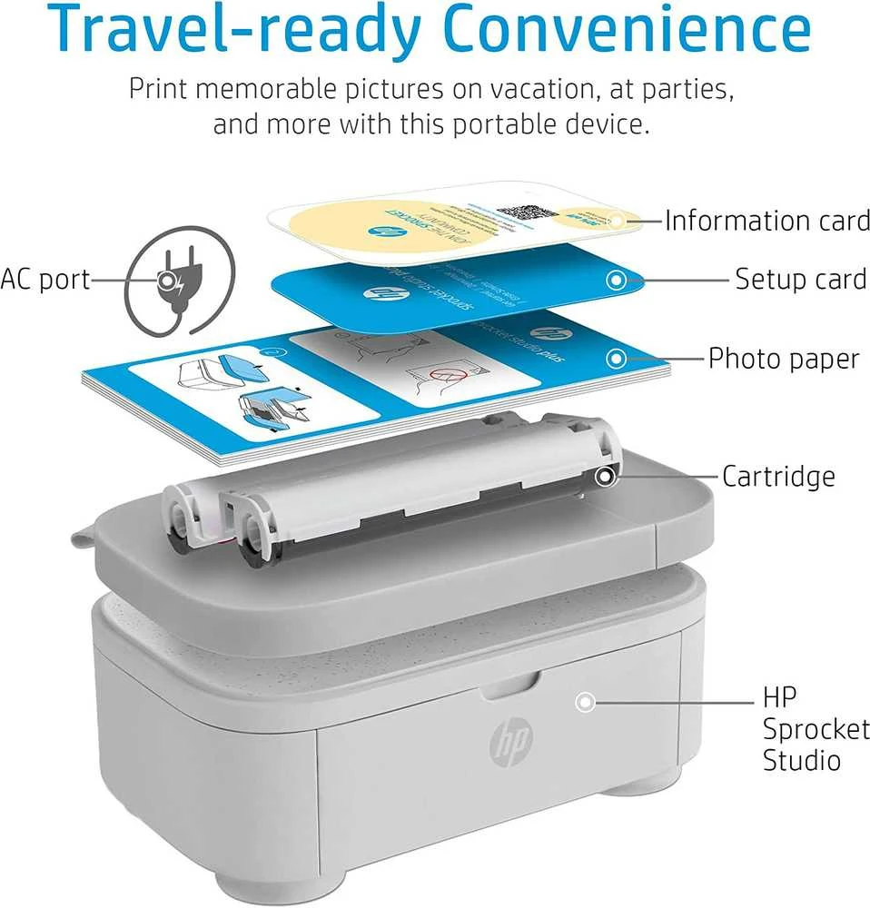 Spausdintuvas Hewlett Packard (HP) „HP Sprocket Studio Plus“.