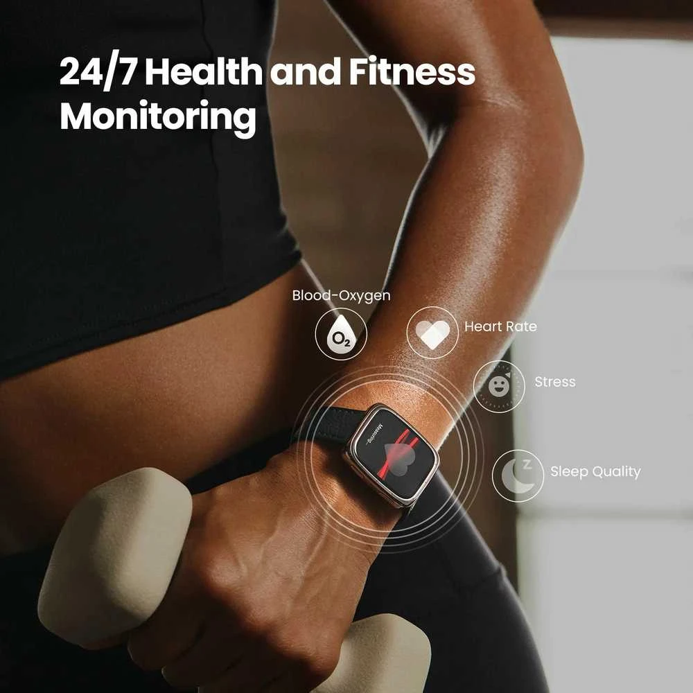 Išmanusis laikrodis Amazfit Active 2 Square, Juodas, su papildomu oranžiniu dirželiu
