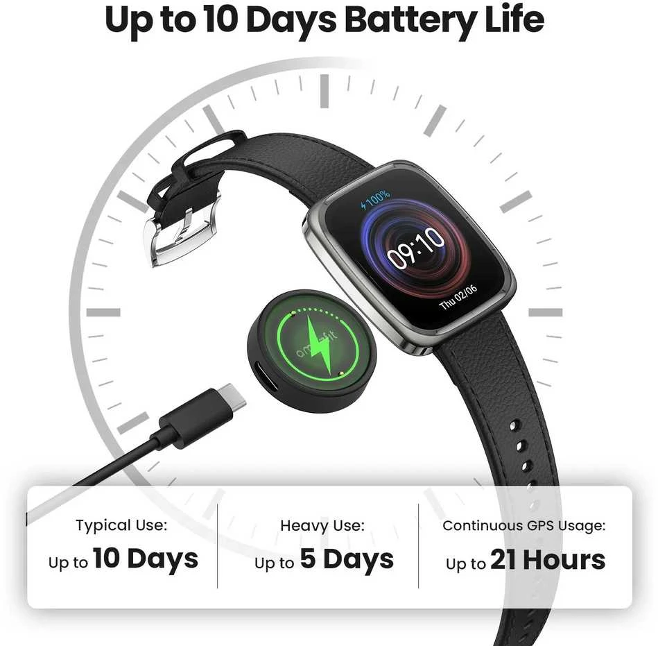 Išmanusis laikrodis Amazfit Active 2 Square, Juodas, su papildomu oranžiniu dirželiu