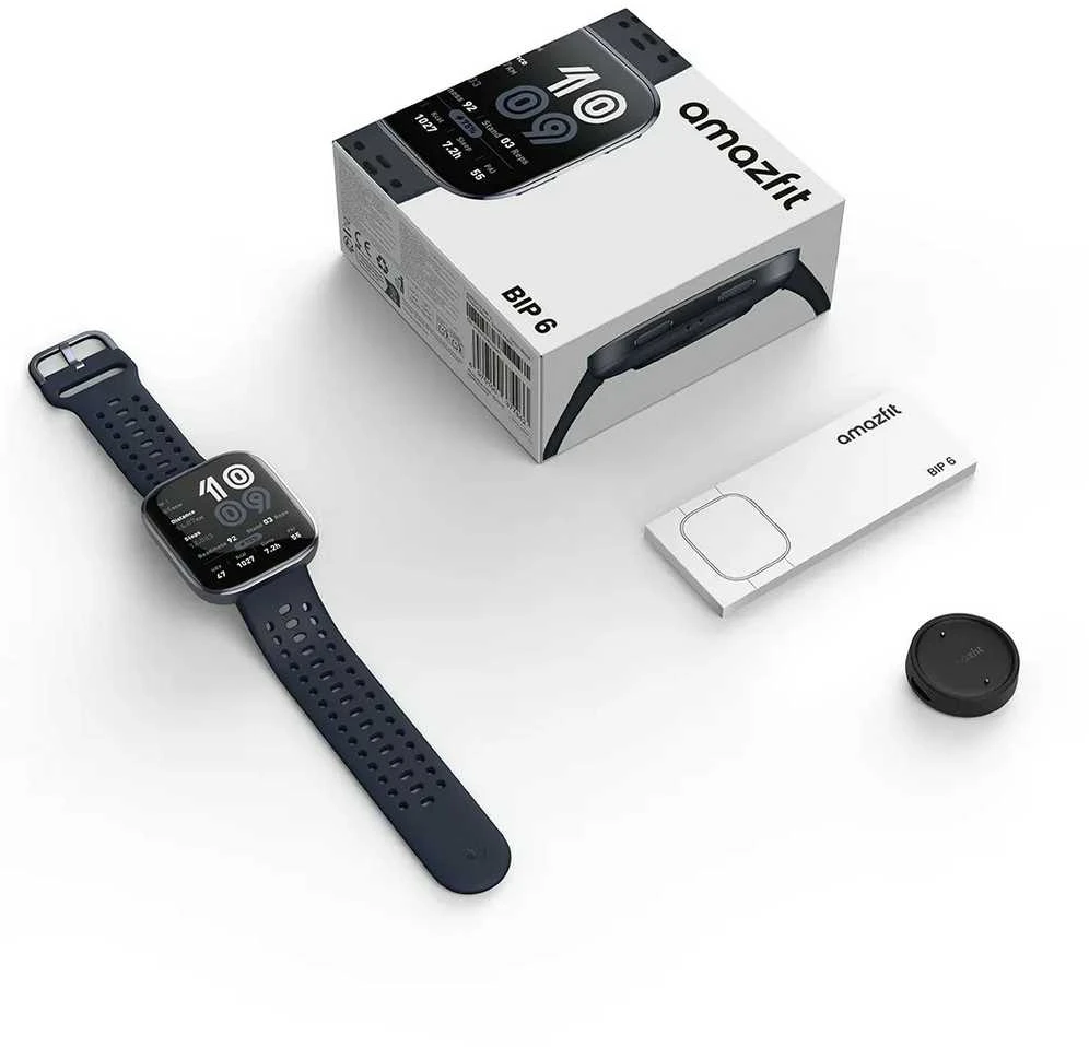 Išmanusis laikrodis Amazfit Bip 6, Juodas su juodu dirželiu