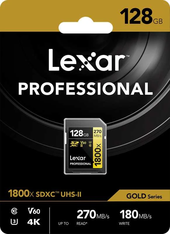 Atminties kortelė LEXAR Pro 1800x R280/W210 128GB SDXC U3 (V60) UHS-II