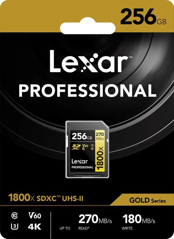 Atminties kortelė LEXAR PRO 1800X SDXC U3 (V60) UHS-II R270 / W180 256 GB