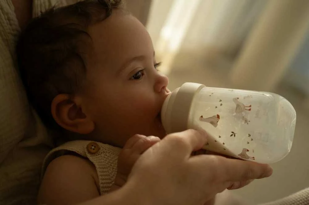 Little Dutch Mepal buteliukas su žąsiukų piešiniais maitinimo metu
