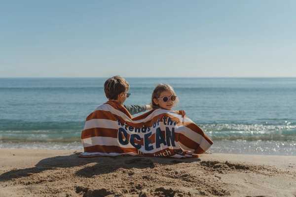 Rankšluostis Little Dutch Beach towel ´Ocean World Brown Stripe´ 60×120 cm