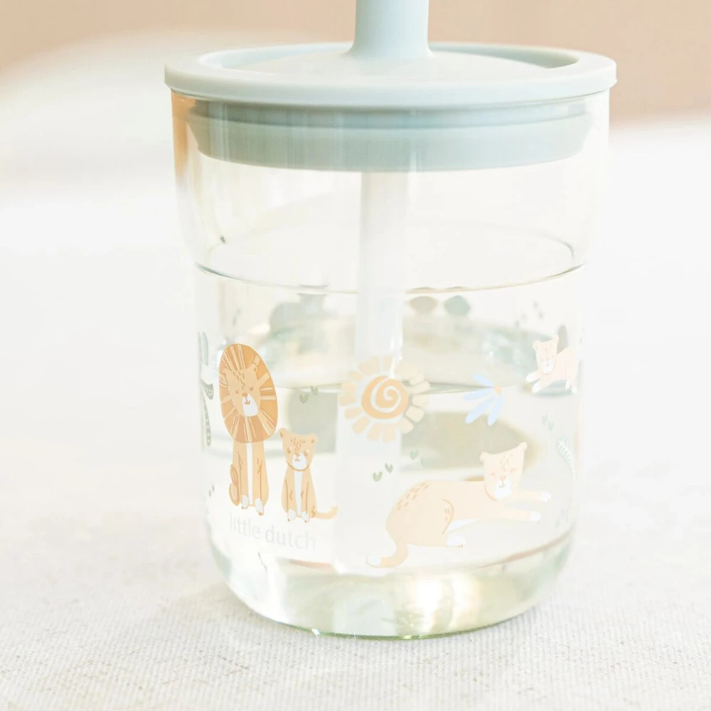 Little Dutch Children’s Glass with Straw ´Safari Friends´ 250 ml