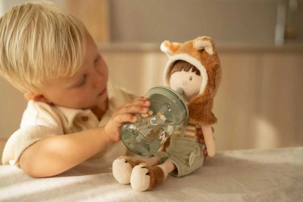 Little Dutch Mepal Vaikiška stiklinė su šiaudeliu ’Little Farm’