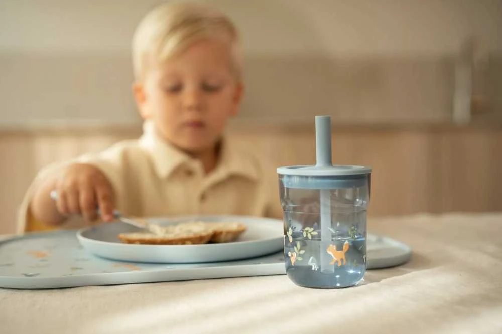 Little Dutch Mepal Vaikiška stiklinė su šiaudeliu ’Forest Friends’