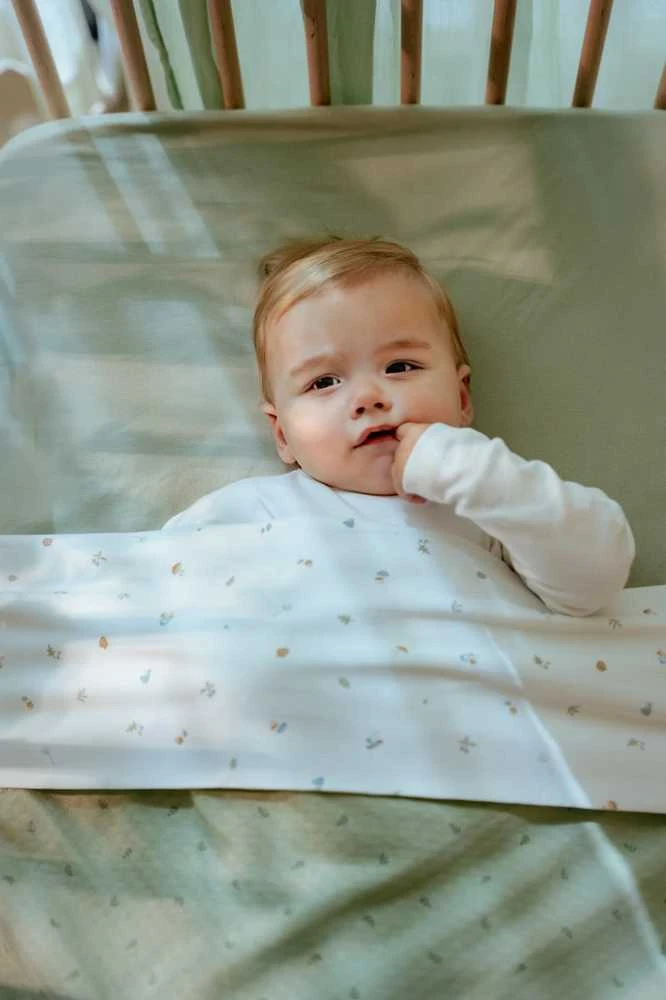 Little Dutch Cot blanket `Pure Sage Leaves´ 110×140 cm