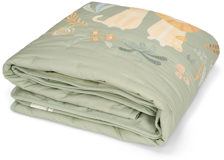 Little Dutch Cot Blanket quilted embroidery `Safari Wonders Žalias´ 110×140 cm