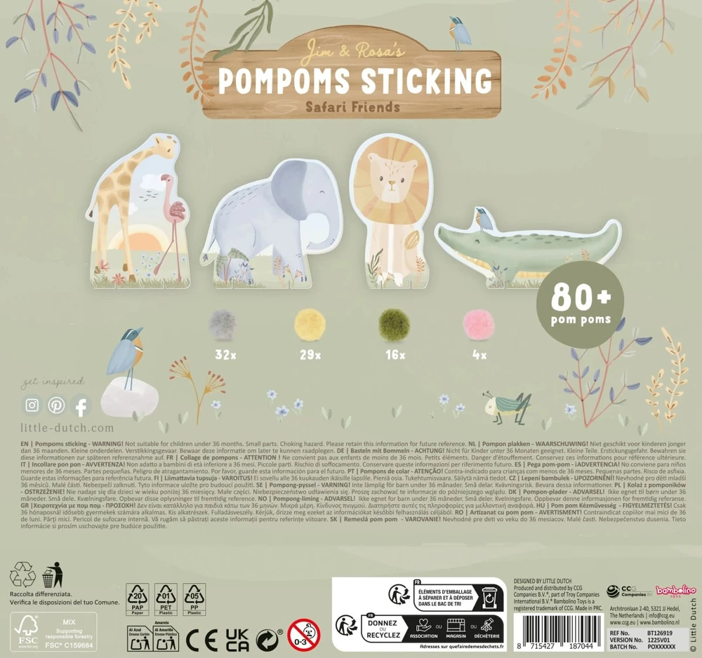 Little Dutch Craft Set Pom Poms ´Safari Friends´