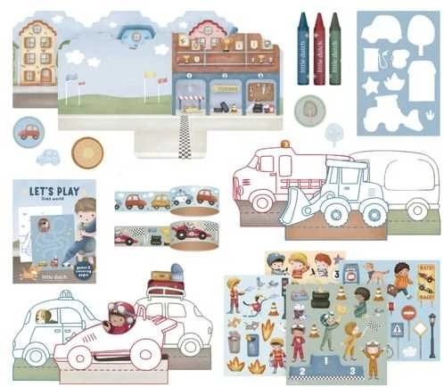„Little Dutch“ kūrybiškumo lagaminas „Jim & Vehicles“
