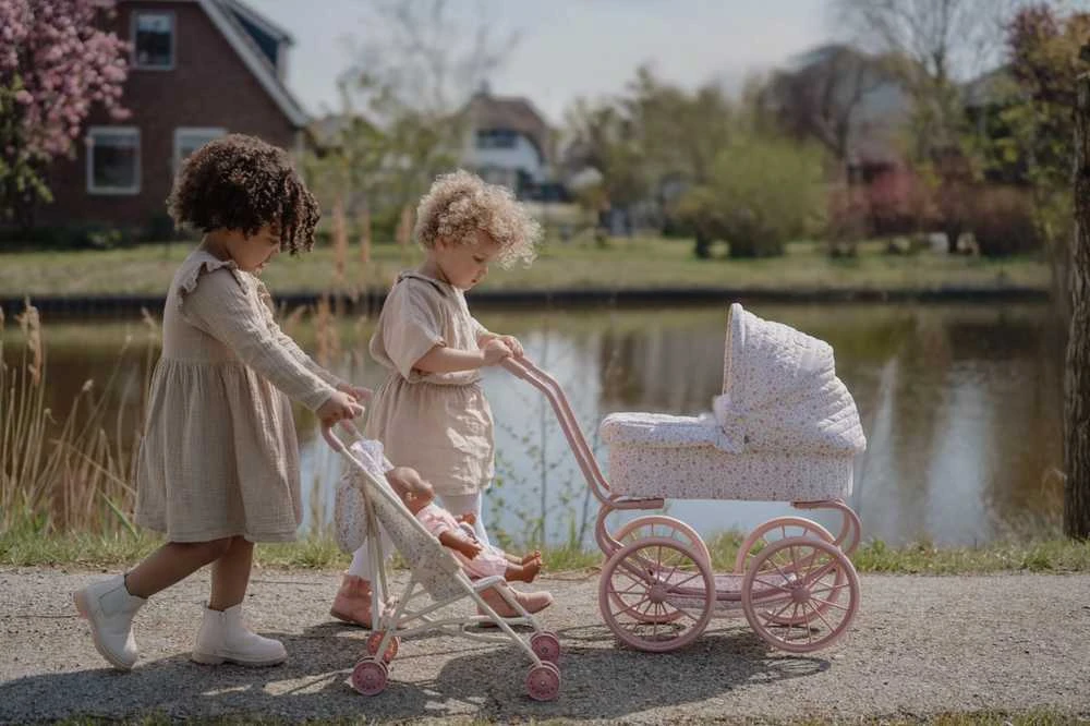 Lėlių vežimėlis Little Dutch Gėlės