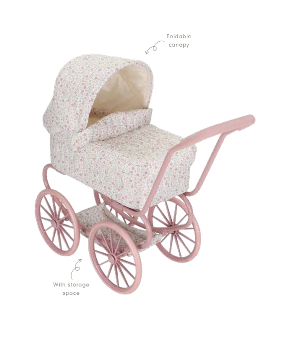 Lėlių vežimėlis Little Dutch Gėlės