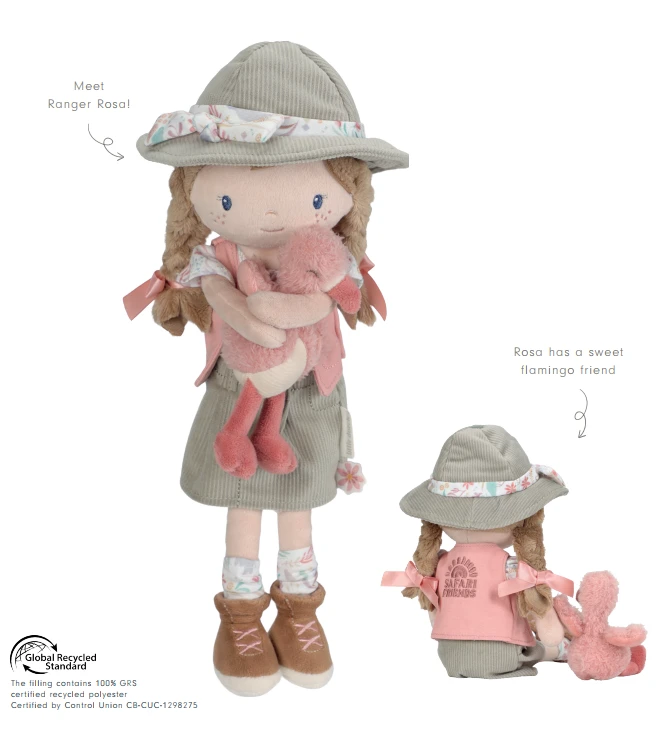 Little Dutch Cuddle Doll Ranger Rosa 35 cm ´Safari Friends´ GRS