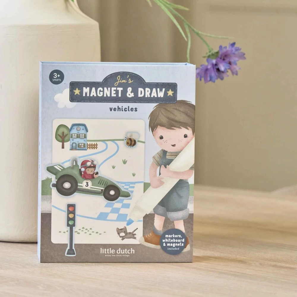 Little Dutch Magnet &amp; Draw Set ´Jim &amp; Vehicles´