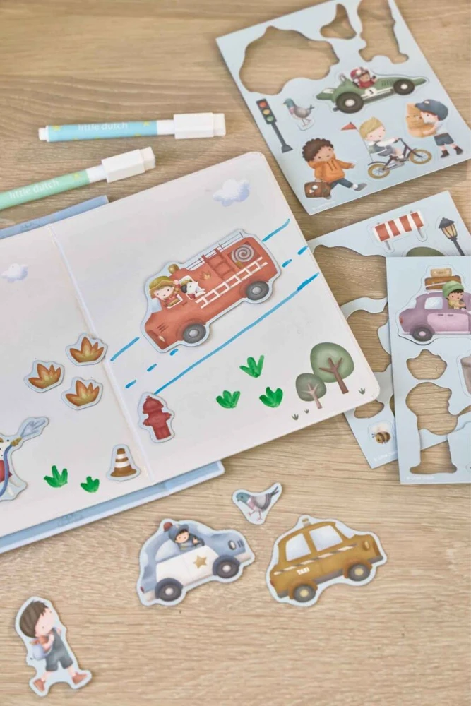 Little Dutch Magnet &amp; Draw Set ´Jim &amp; Vehicles´