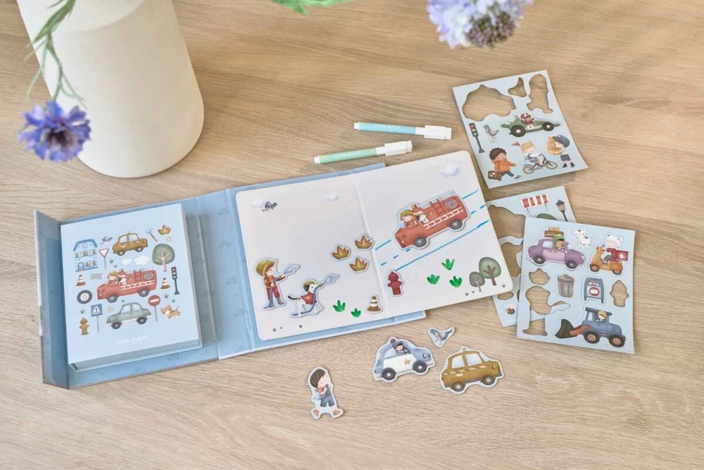 Little Dutch Magnet &amp; Draw Set ´Jim &amp; Vehicles´