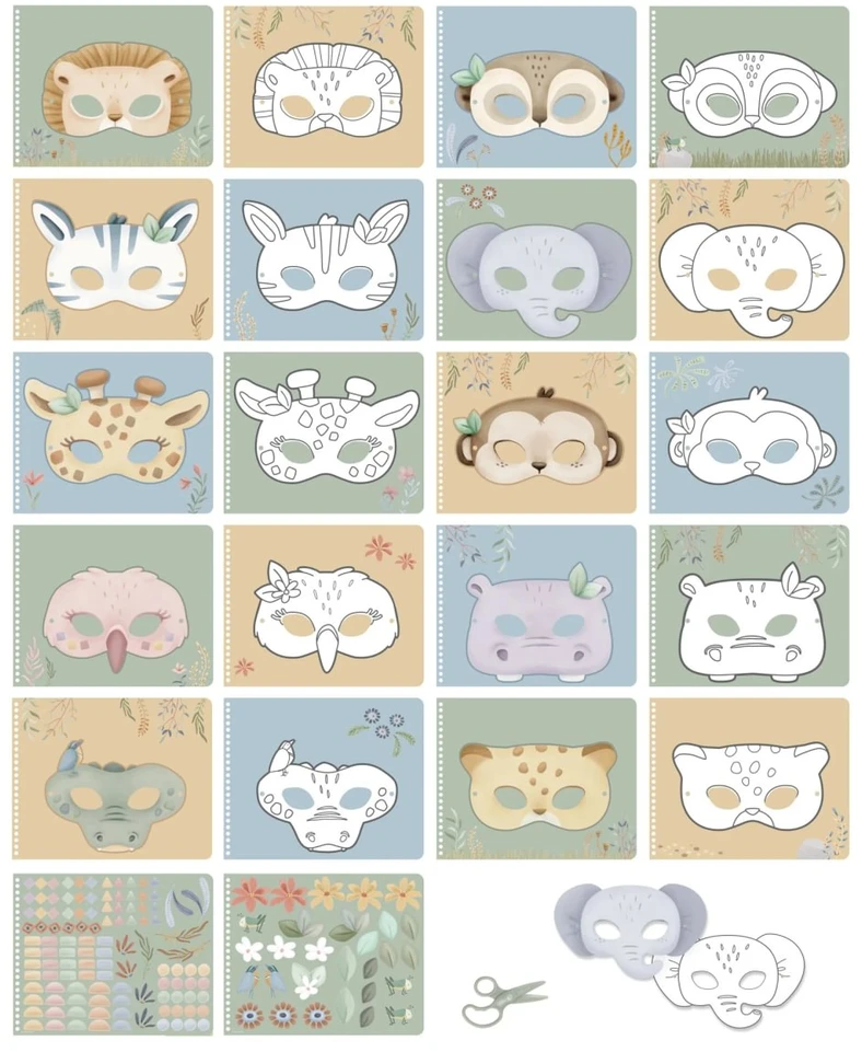 Little Dutch Masks Craft Book with Scissor ´Safari Friends´