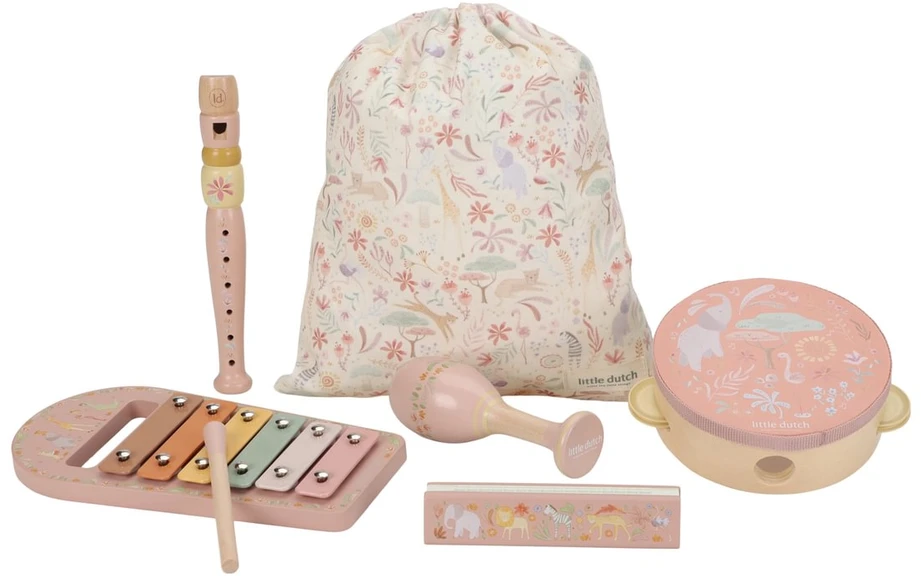 Little Dutch Music Instruments Set ´Safari Friends Rožinė´ FSC