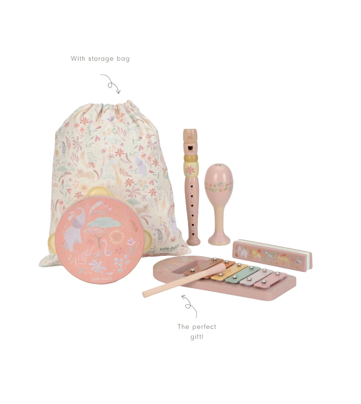 Little Dutch Music Instruments Set ´Safari Friends Rožinė´ FSC