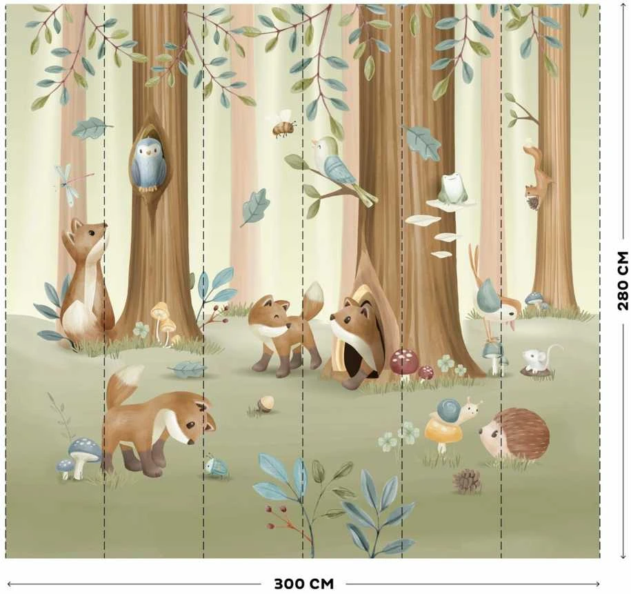 Little Dutch Photo Wallpaper fleece ´Forest Friends´ 300x280 cm