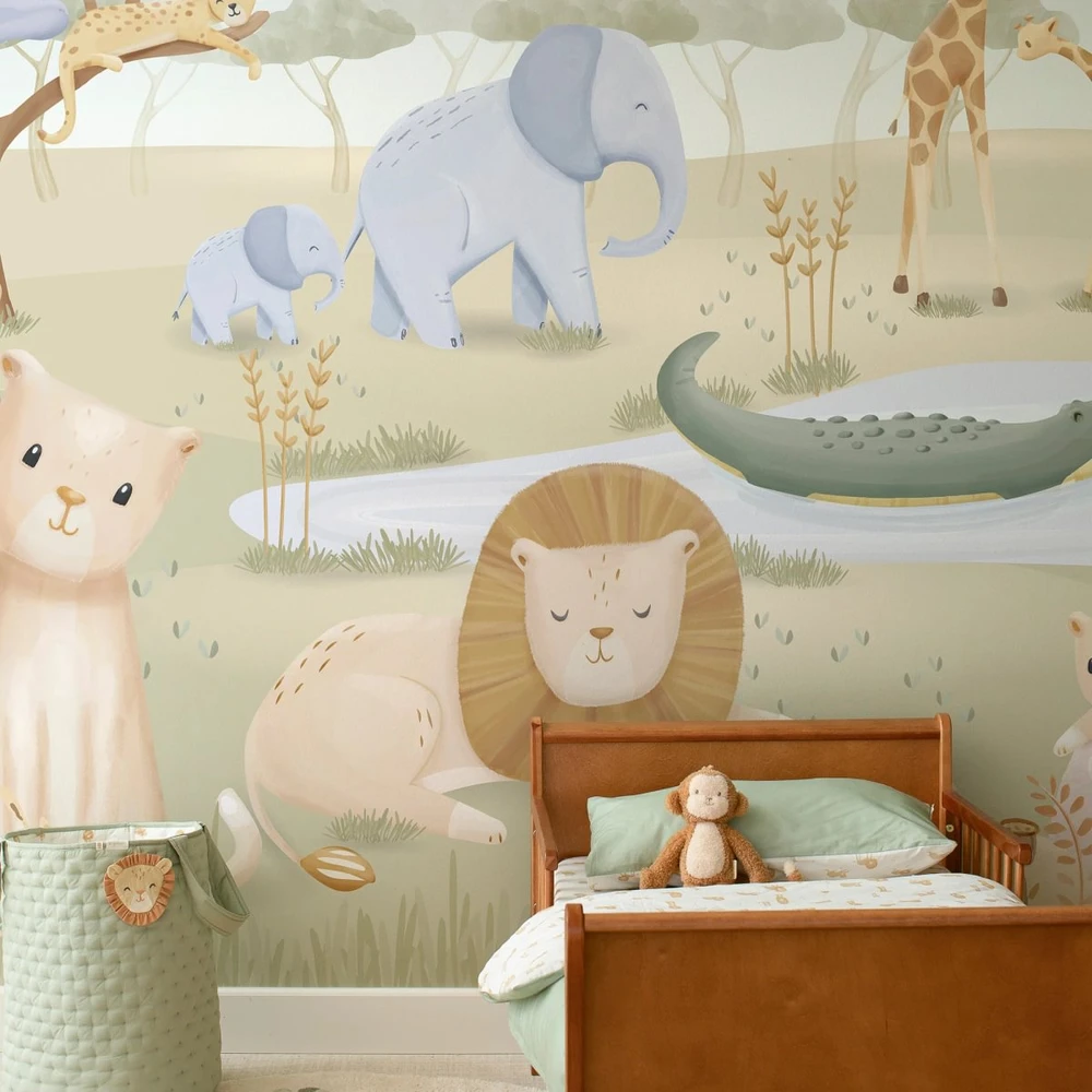 Little Dutch Photo Wallpaper fleece ´Safari Friends´ 300x280 cm