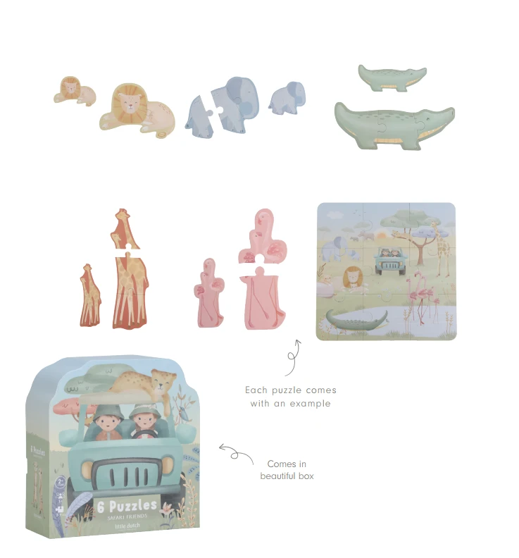 Dėlionė Little Dutch - puzzle XL vaikams | Safari Friends FSC