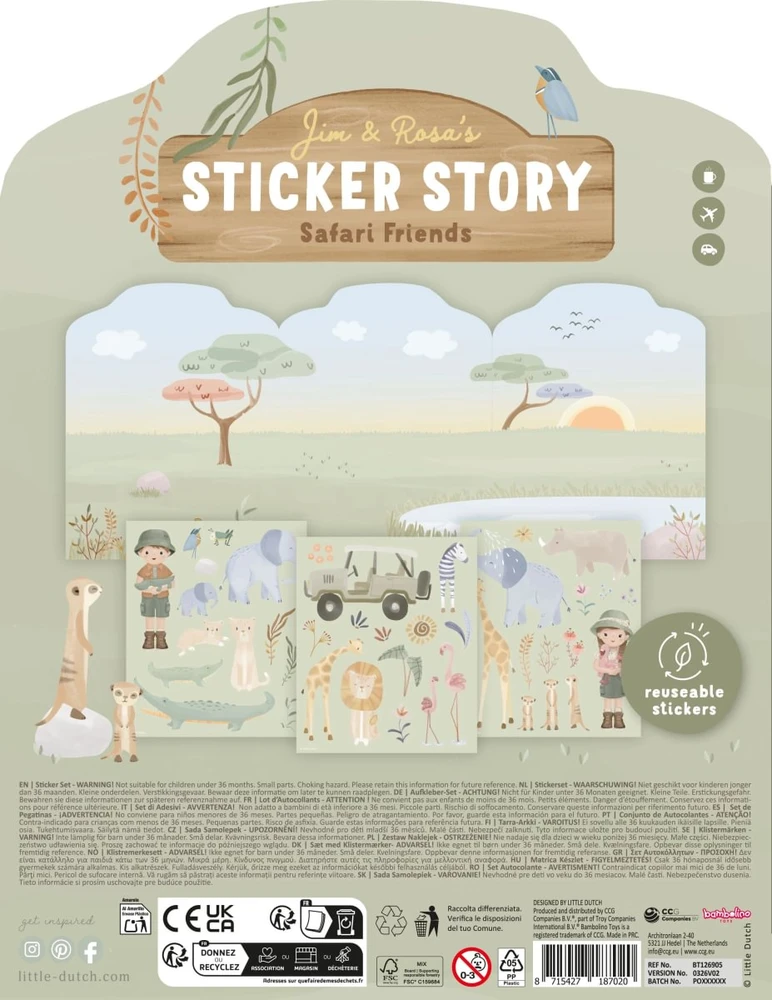 Little Dutch Reusable Sticker Story Booklet ´Safari Friends´