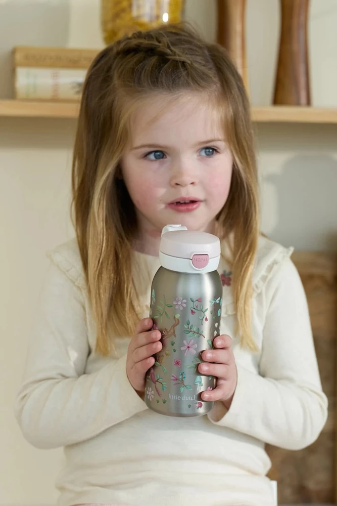 Rosti Mepal Little Dutch nerūdijančio plieno butelis su atverčiamu dangteliu „Fairy Wonders“, 600 ml