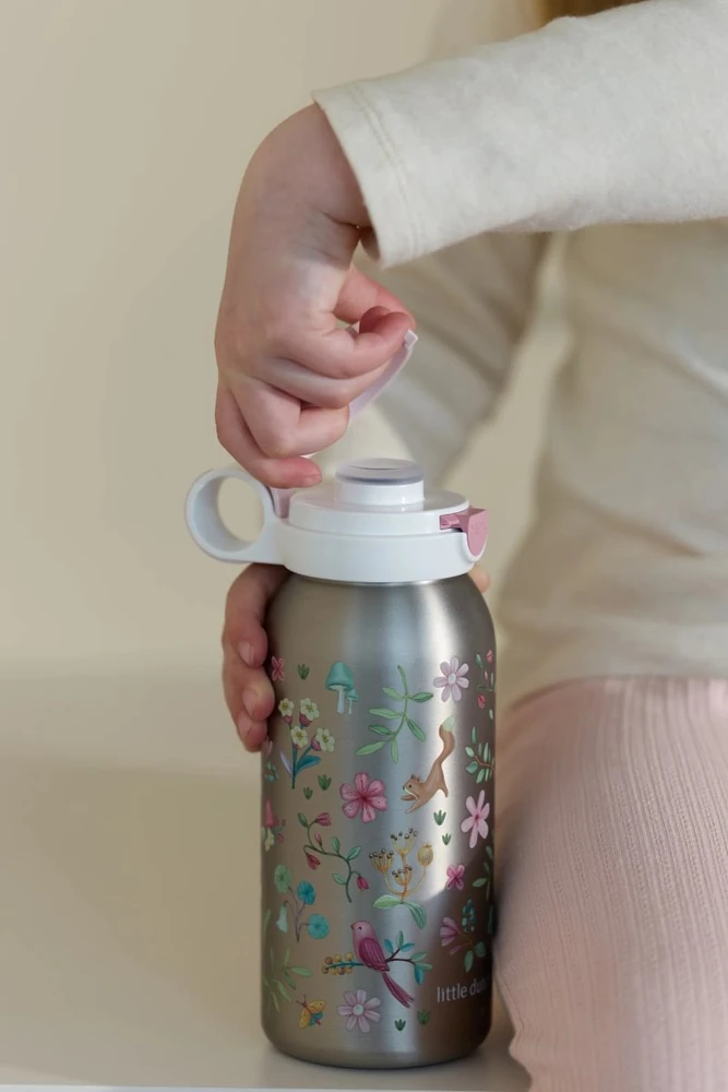Rosti Mepal Little Dutch nerūdijančio plieno butelis su atverčiamu dangteliu „Fairy Wonders“, 600 ml