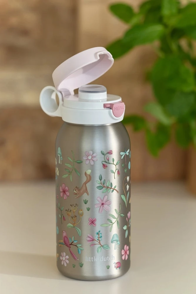 Rosti Mepal Little Dutch nerūdijančio plieno butelis su atverčiamu dangteliu „Fairy Wonders“, 600 ml