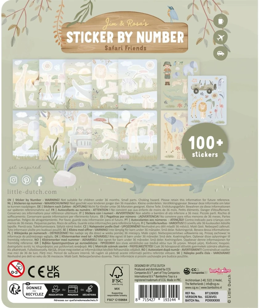 Little Dutch Sticker Booklet by Numbers ´Safari Friends Jim´