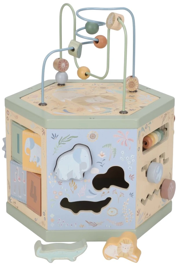 Little Dutch Wooden Activity Cube Hexagon shape ´Safari Friends´ FSC