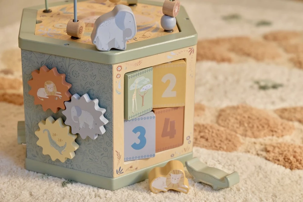 Little Dutch Wooden Activity Cube Hexagon shape ´Safari Friends´ FSC
