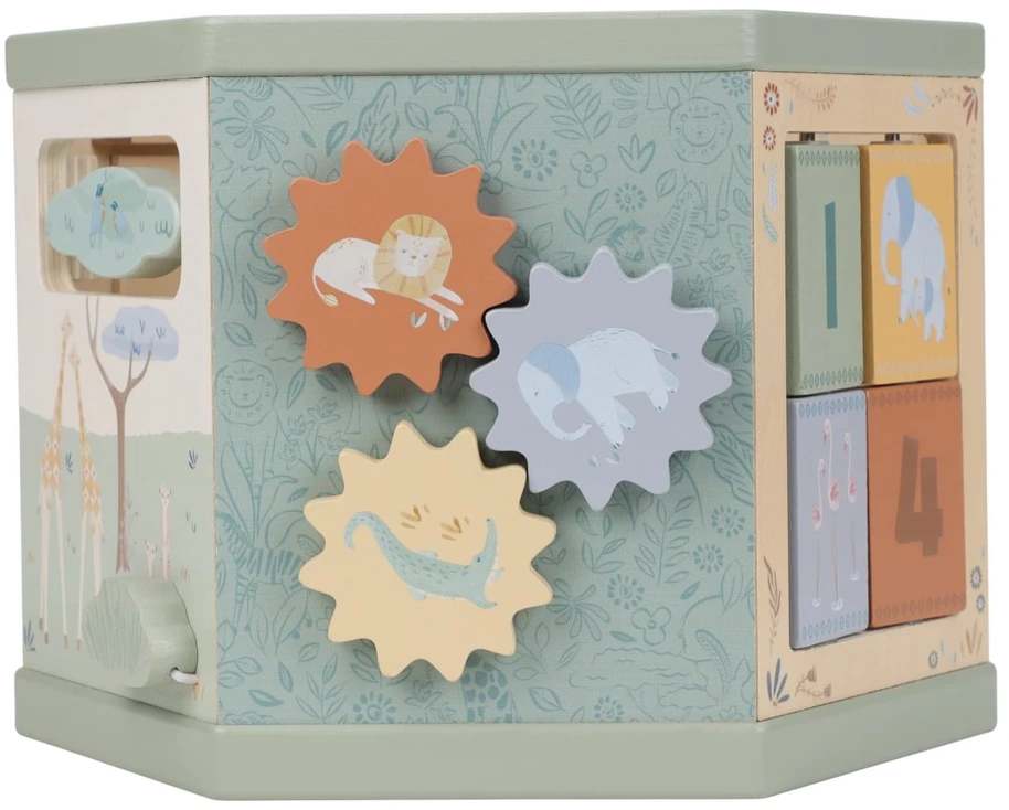 Little Dutch Wooden Activity Cube Hexagon shape ´Safari Friends´ FSC