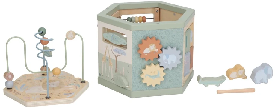 Little Dutch Wooden Activity Cube Hexagon shape ´Safari Friends´ FSC