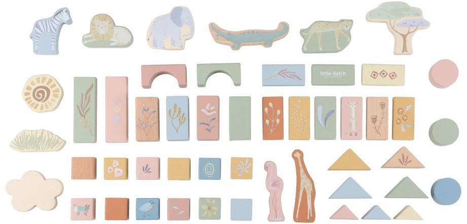 Little Dutch Wooden Building Blocks `Safari Friends´ FSC