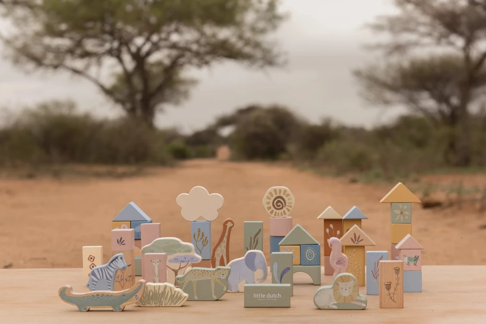 Little Dutch Wooden Building Blocks `Safari Friends´ FSC
