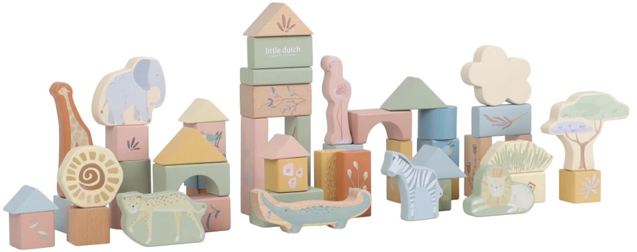 Little Dutch Wooden Building Blocks `Safari Friends´ FSC