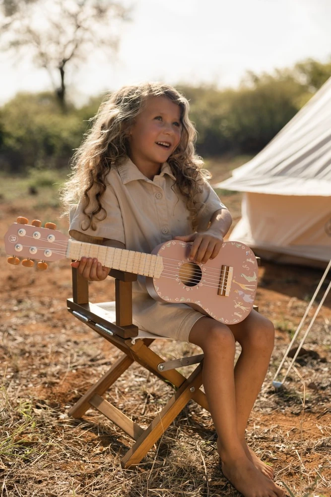 Little Dutch Wooden Guitar ´Safari Friends Rožinė´ FSC
