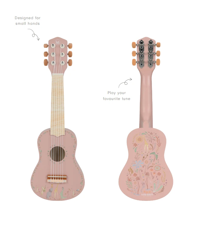 Little Dutch Wooden Guitar ´Safari Friends Rožinė´ FSC