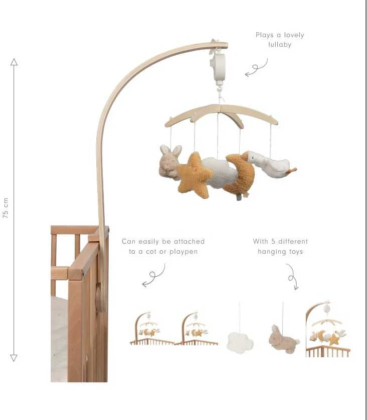Little Dutch Medinė muzikinė karuselė ´Newborn Naturals´