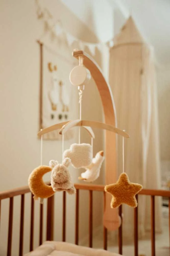 Little Dutch Medinė muzikinė karuselė ´Newborn Naturals´