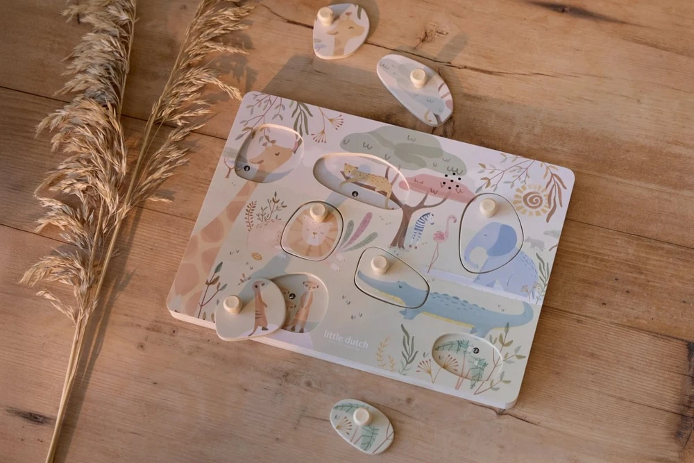Little Dutch - puzzle dźwiękowe XL | Safari Friends FSC