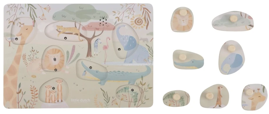 Little Dutch - puzzle dźwiękowe XL | Safari Friends FSC