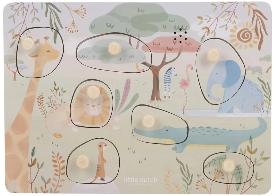 Little Dutch - puzzle dźwiękowe XL | Safari Friends FSC