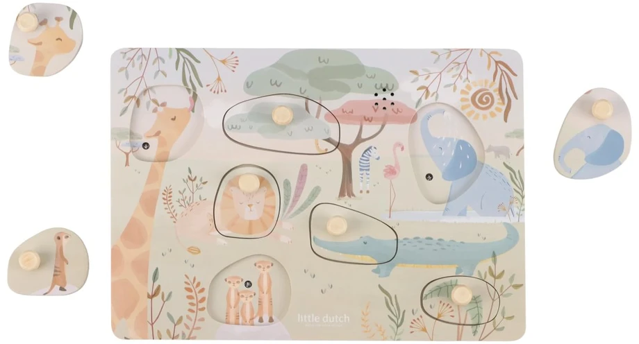 Little Dutch - puzzle dźwiękowe XL | Safari Friends FSC