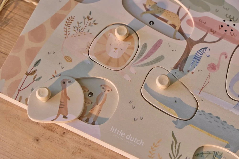 Little Dutch - puzzle dźwiękowe XL | Safari Friends FSC