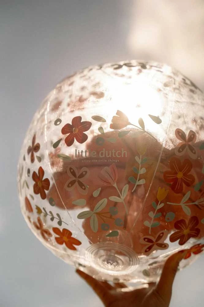 Rožinė Little Dutch Paplūdimio kamuolys su 3D figūra ´Rožinė Flowers´
