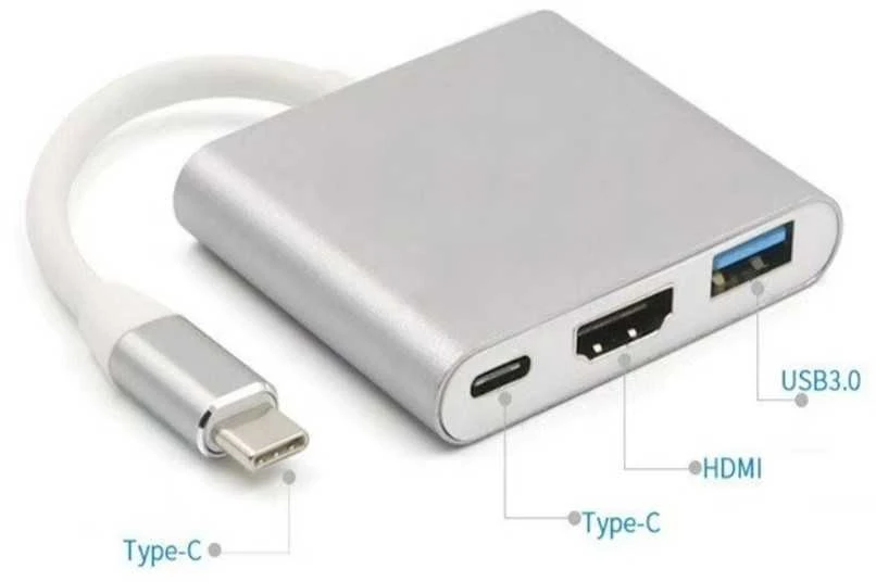 Platinet USB šakotuvas PLATINET medijos šakotuvas USB-C 3.2 GEN1 5GB/S 3IN1 HDMI 4K USB-A 3.2 USB-C PD 100W aliuminio [46241]